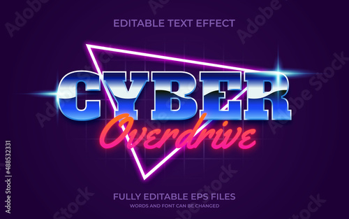 80s retro cyber overdrive editable text effect 