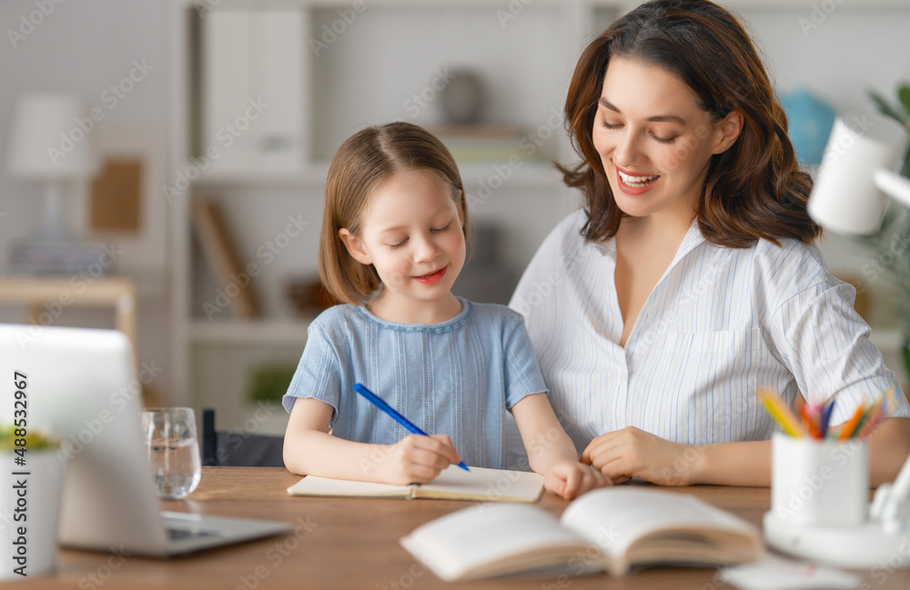Girl doing homework or online education. Girl doing homework or online education.