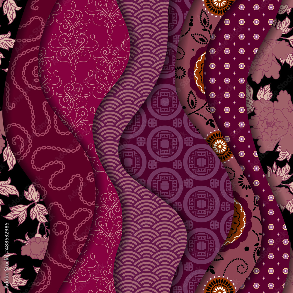 Patchwork textile pattern. Seamless quilting design background.