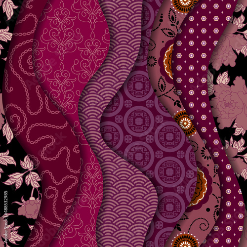 Patchwork textile pattern. Seamless quilting design background.