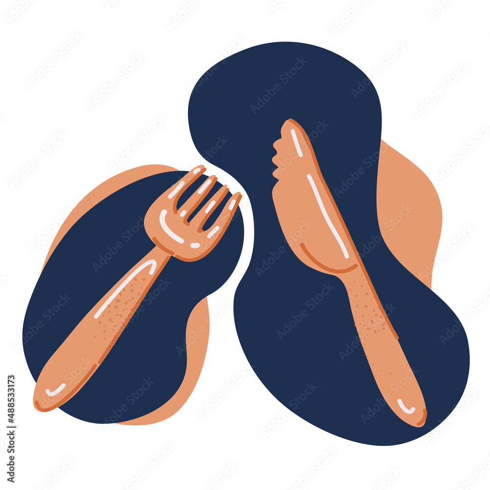 Cartoon vector illustration of Fork and knife. Cartoon vector illustration of Fork and knife.