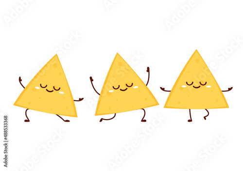 Nacho character design. Nachos on white background.
