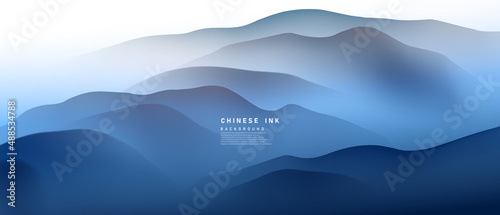modern design vector illustration of a gorgeous chinese ink landscape painting