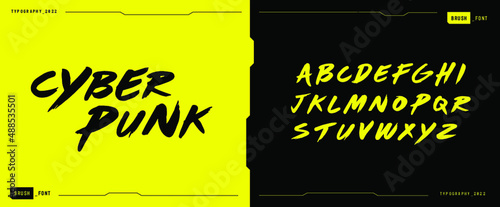 CyberPunk. A Bold Sci-fi Uppercase Brush Font. Display Letter Set.
