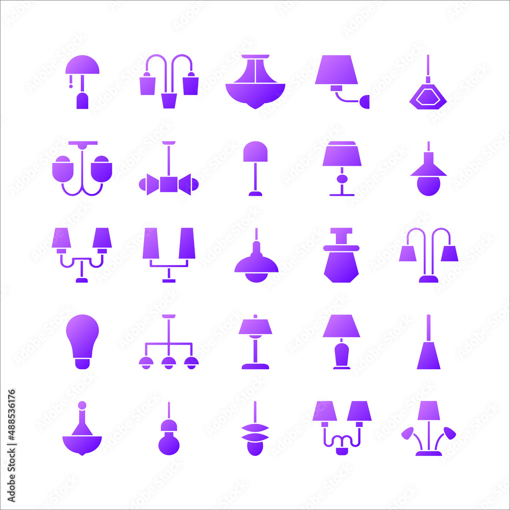 Lamp icon set vector gradient for website, mobile app, presentation, social media. Lamp icon set vector gradient for website, mobile app, presentation, social media.
