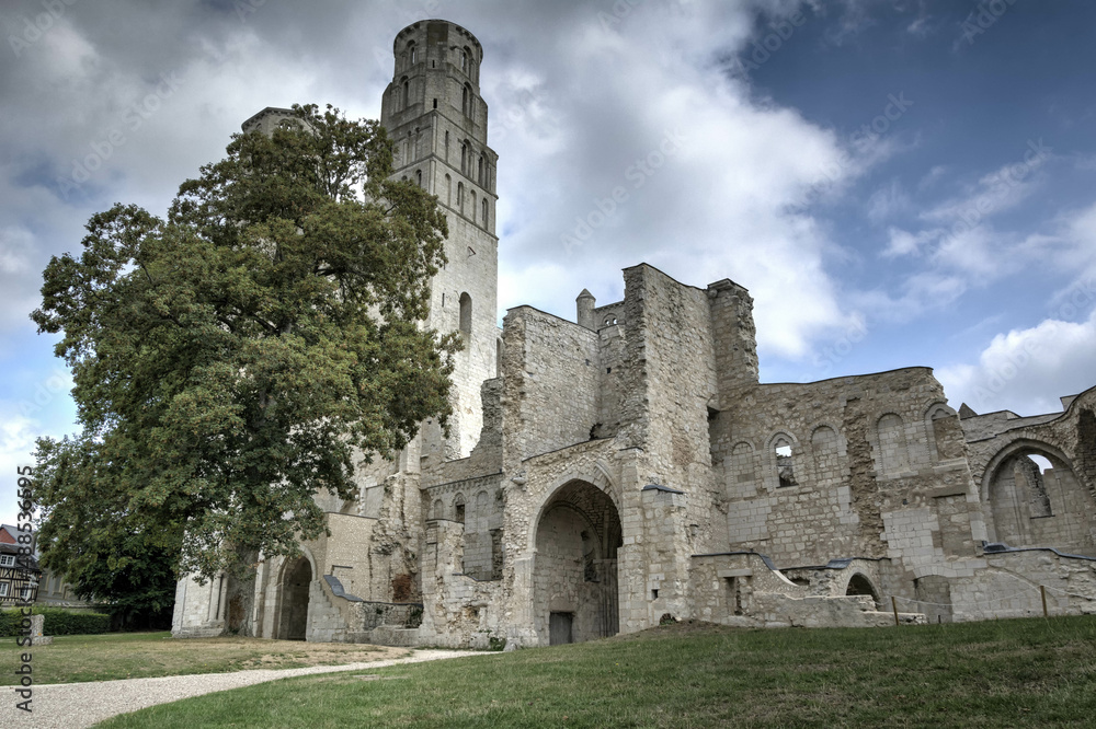 Ruines de l'abbaye de Jumièges en Normandie sur les bords de la Seine