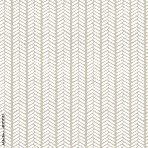 Seamless repeating pattern with stripes composed of hand drawn abstract shapes on a beige vector background for surface design and other design projects