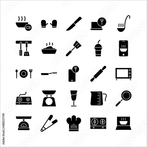 Kitchen icon set vector solid for website, mobile app, presentation, social media.