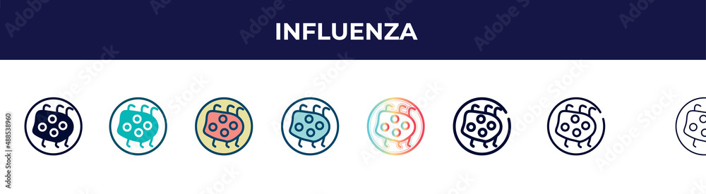 influenza icon in 8 styles. line, filled, glyph, thin outline, colorful, stroke and gradient styles, influenza vector sign. symbol, logo illustration. different style icons set. influenza icon in 8 styles. line, filled, glyph, thin outline, colorful, stroke and gradient styles, influenza vector sign. symbol, logo illustration. different style icons set.