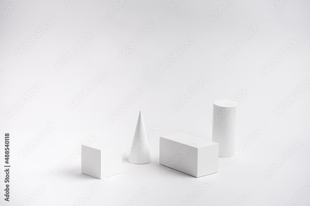 Blank and empty platform. White podium for presentation. Light exhibition stand with minimal white background. Blank and empty platform. White podium for presentation. Light exhibition stand with minimal white background.