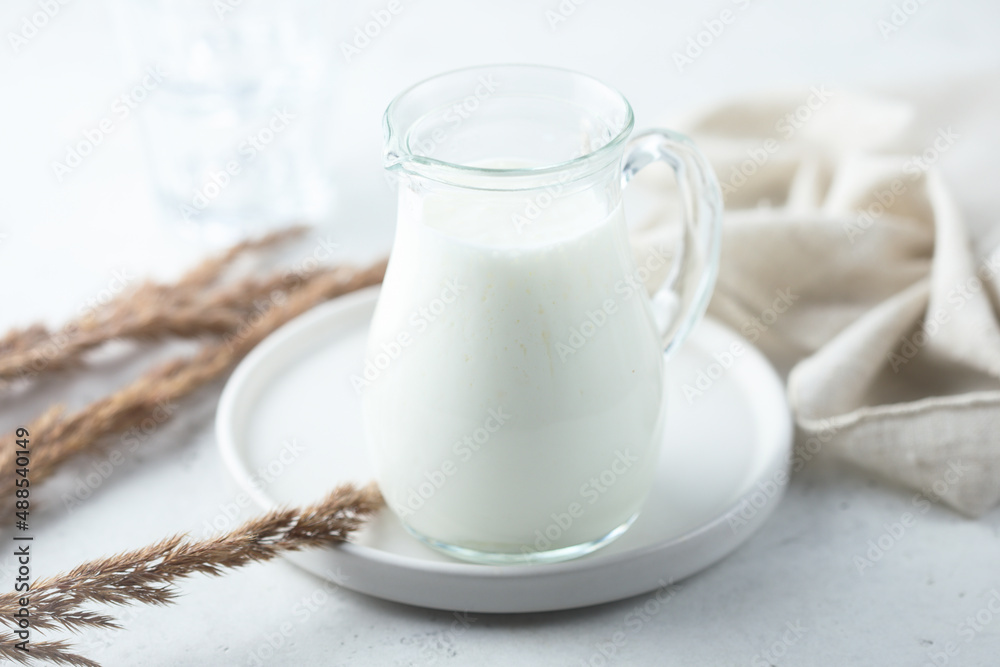 Fresh dairy product in a jug