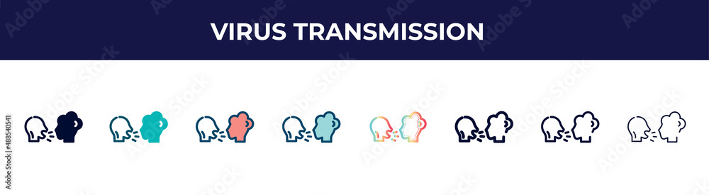 virus transmission icon in 8 styles. line, filled, glyph, thin outline, colorful, stroke and gradient styles, virus transmission vector sign. symbol, logo illustration. different style icons set. virus transmission icon in 8 styles. line, filled, glyph, thin outline, colorful, stroke and gradient styles, virus transmission vector sign. symbol, logo illustration. different style icons set.