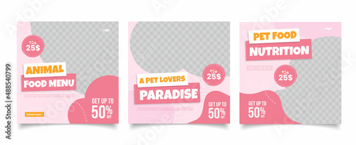 Animal food social media posts design template