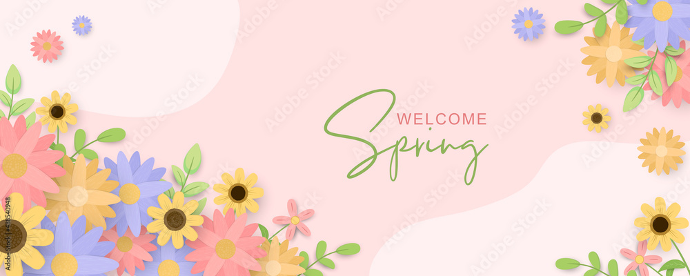 Beautiful hand drawn spring flower banner Beautiful hand drawn spring flower banner