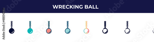 wrecking ball icon in 8 styles. line, filled, glyph, thin outline, colorful, stroke and gradient styles, wrecking ball vector sign. symbol, logo illustration. different style icons set.