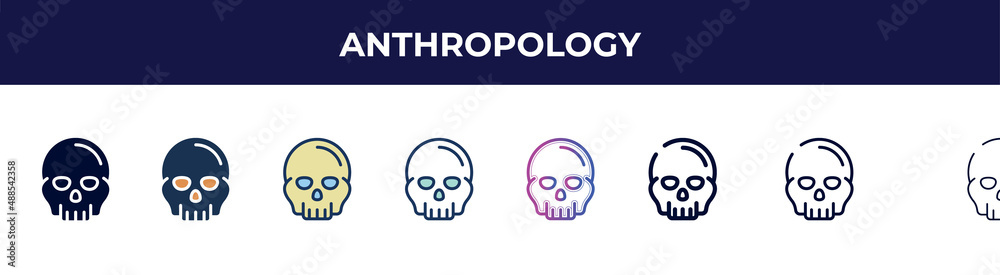 anthropology icon in 8 styles. line, filled, glyph, thin outline, colorful, stroke and gradient styles, anthropology vector sign. symbol, logo illustration. different style icons set. anthropology icon in 8 styles. line, filled, glyph, thin outline, colorful, stroke and gradient styles, anthropology vector sign. symbol, logo illustration. different style icons set.