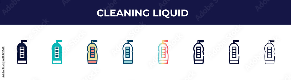 cleaning liquid icon in 8 styles. line, filled, glyph, thin outline, colorful, stroke and gradient styles, cleaning liquid vector sign. symbol, logo illustration. different style icons set. cleaning liquid icon in 8 styles. line, filled, glyph, thin outline, colorful, stroke and gradient styles, cleaning liquid vector sign. symbol, logo illustration. different style icons set.