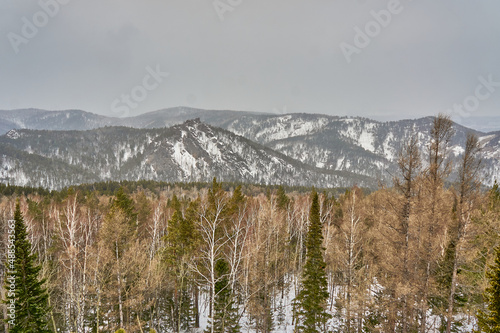 Reserve pillars, Krasnoyarsk region winter period.