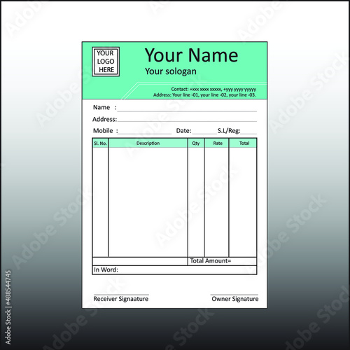 Business invoice design or bill Boucher