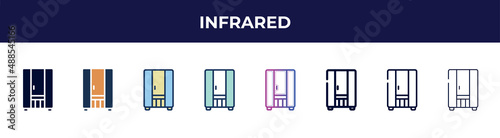 infrared icon in 8 styles. line, filled, glyph, thin outline, colorful, stroke and gradient styles, infrared vector sign. symbol, logo illustration. different style icons set.