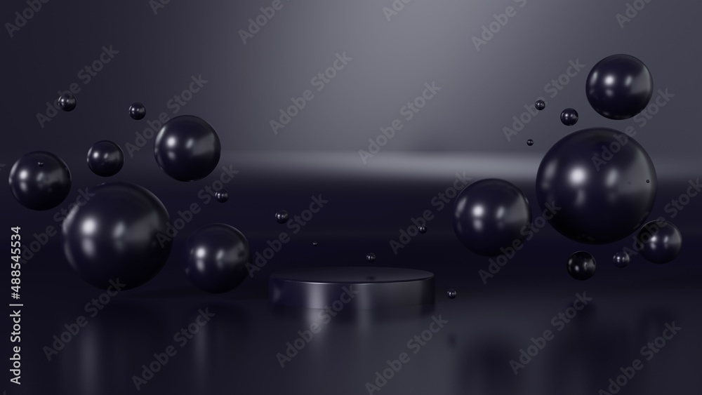 Dark spheres similar to pearls on a dark background 3d render Dark spheres similar to pearls on a dark background 3d render