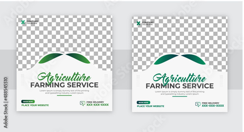 Agro farm services social media post or web banner template design. Agricultural and Farming care Services social media banner or organic farm square template.Easy suitable for social media post