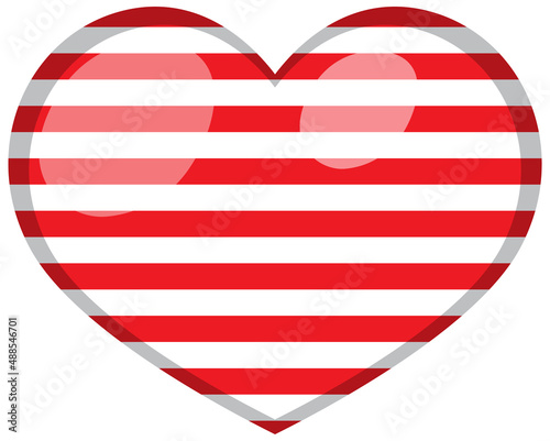 Big heart with white horizontal stripes