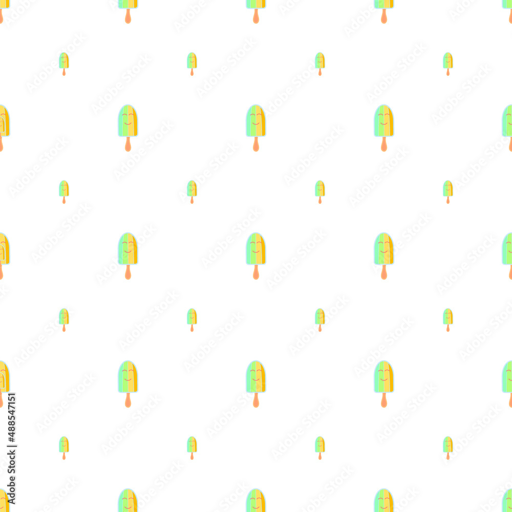 Seamless pattern of fun ice cream on a white background. Seamless pattern of fun ice cream on a white background.