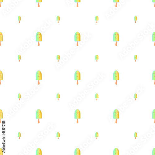 Seamless pattern of fun ice cream on a white background.