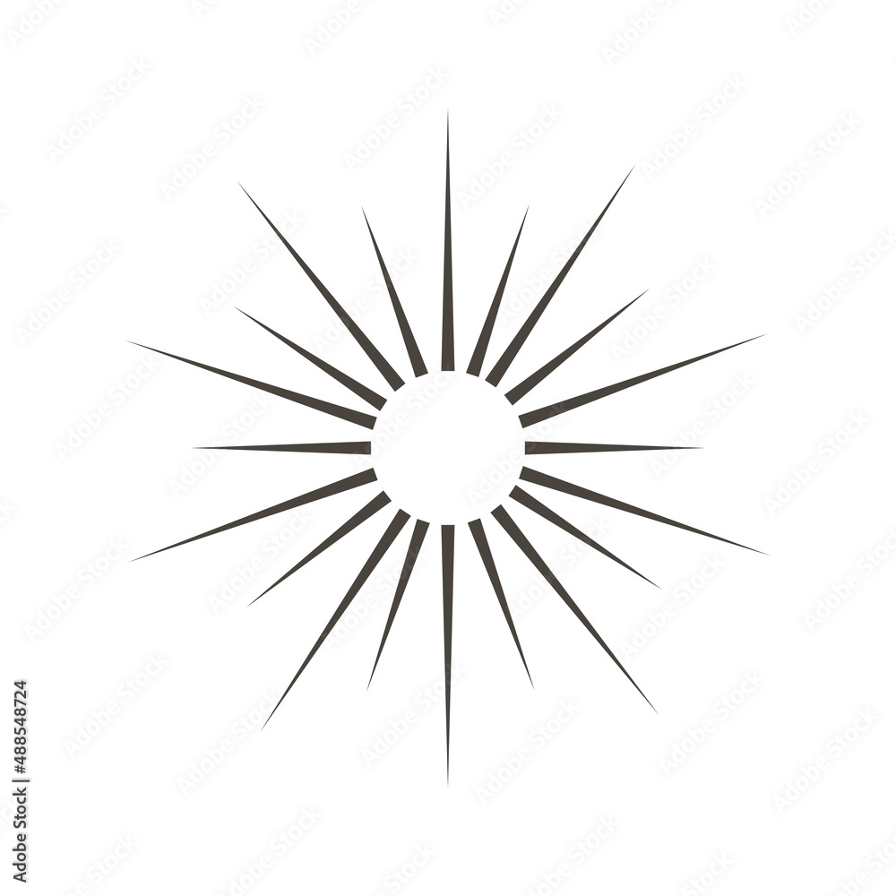Fototapeta premium Sun rays icon, shine and burst line