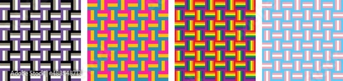 Set of 4 lgbt vector seamless patterns. Illustration with rainbow, asexual, pansexual and transgender flags for Pride Month