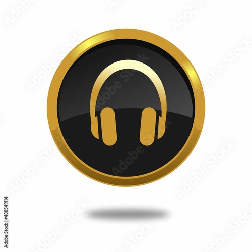 Luxury gold Headphones icon vector on white background