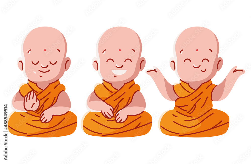 set of tibetan monks Stock Vector Adobe Stock