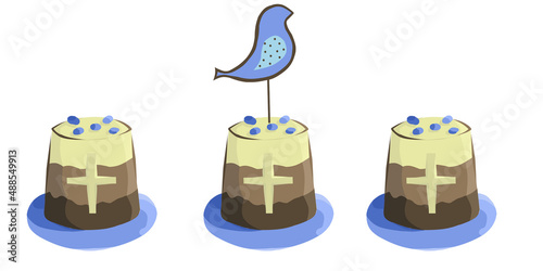 Colored border of cakes.
