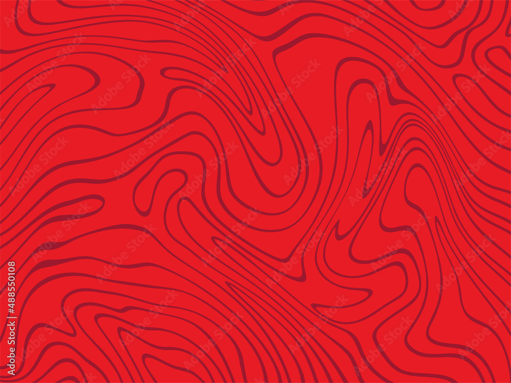 Fototapeta premium Simple red background with contour line pattern