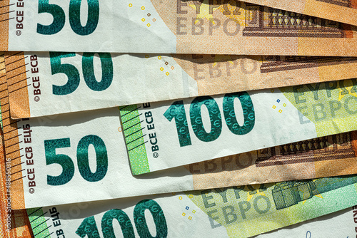 different euro banknotes as background