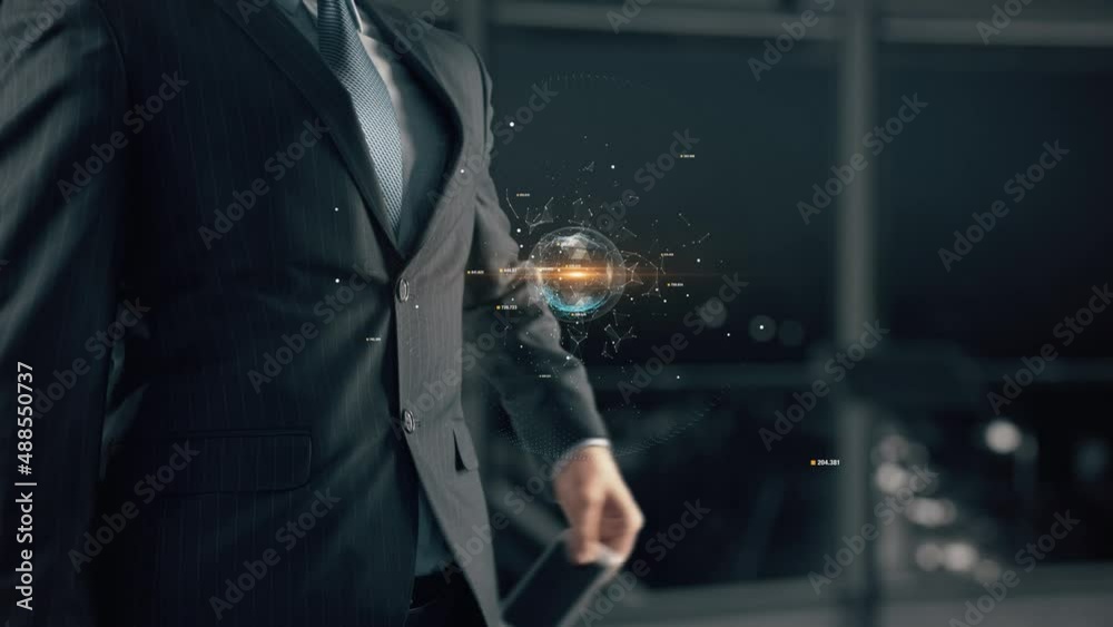 Businessman with NFT hologram concept