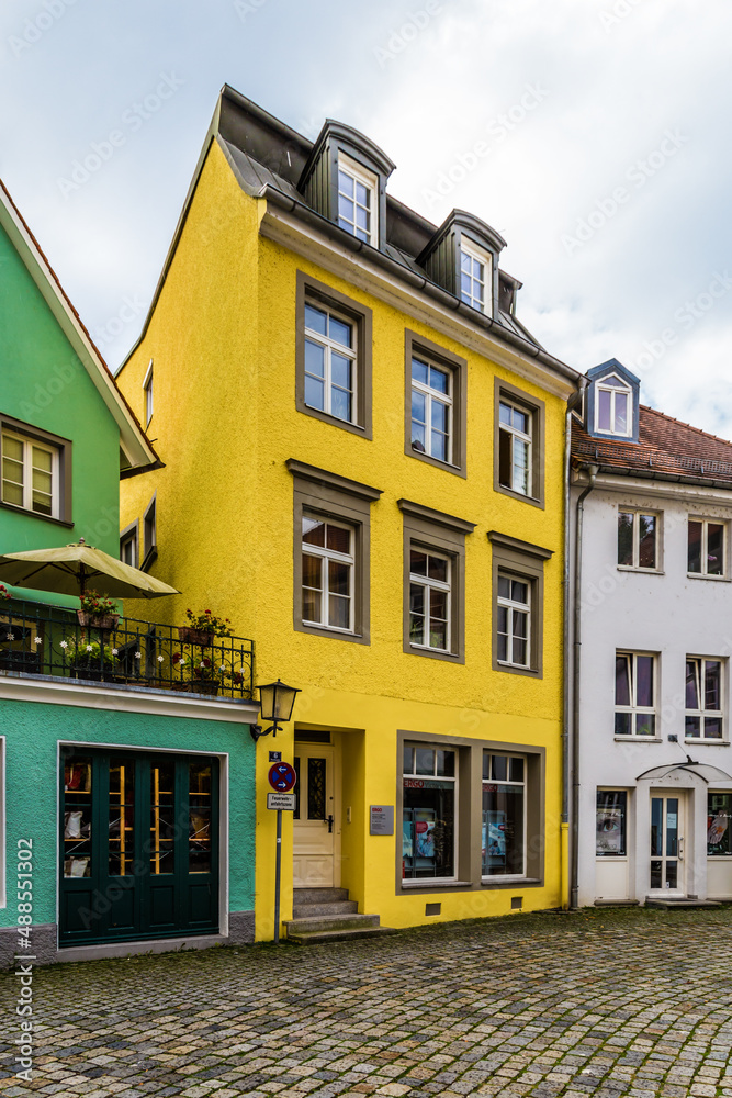 Fototapeta premium Lindau, Germany. Multicolored facades of old buildings