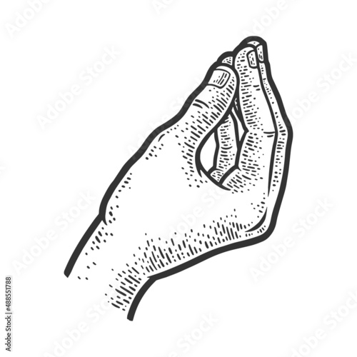 Fotografie Bellissimo italian tasty food hand gesture sketch engraving raster illustration