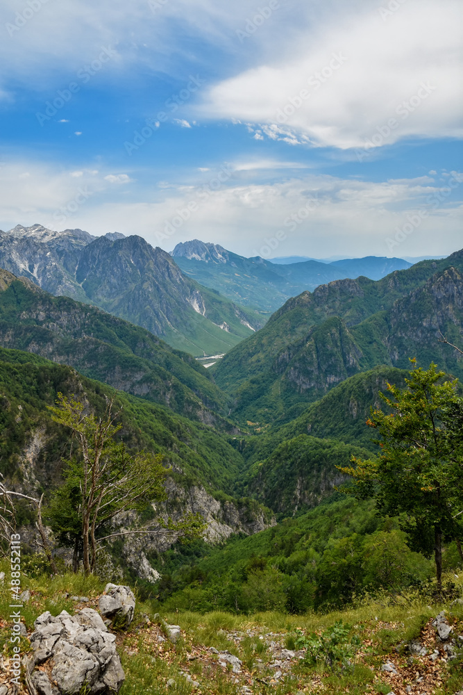 Mountains on the north Albania. Scenic landscape view on gorge in mountain