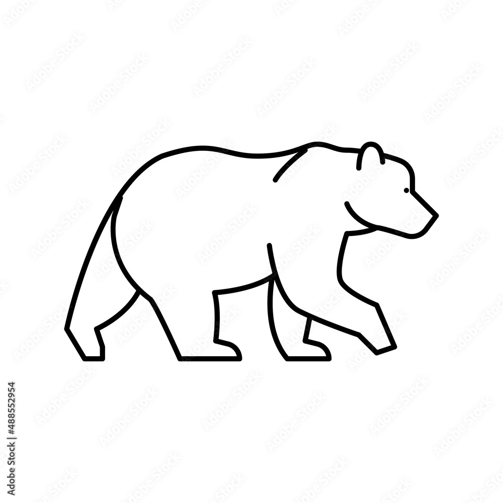 bear animal in zoo line icon vector illustration