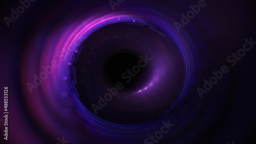 Bright abstract background with leaks. Blurred lighting tunnel. Magic portal. Vivid sphere lens