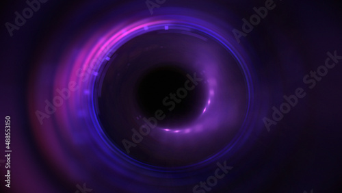 Bright abstract background with leaks. Blurred lighting tunnel. Magic portal. Vivid sphere lens