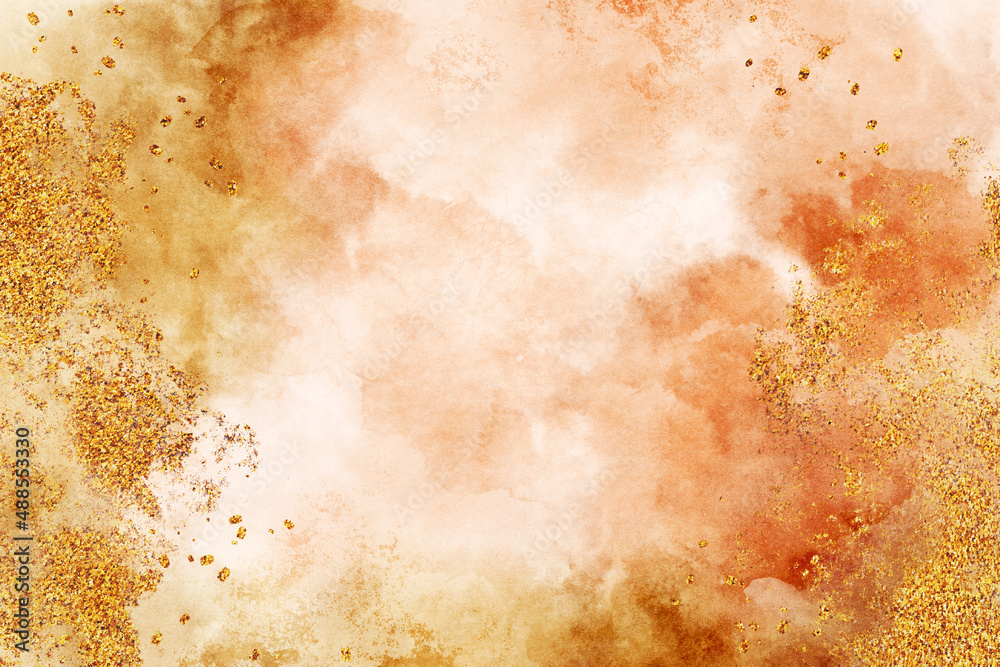 Luxury Watercolor Background with Gold Glitter Luxury Watercolor Background with Gold Glitter