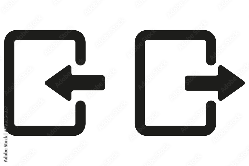 door entrance, exit arrow signs, simple linear element illustration, eps10 door entrance, exit arrow signs, simple linear element illustration, eps10