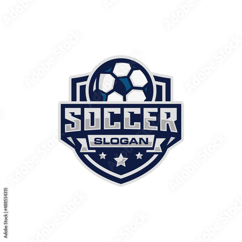 Soccer team emblem logo design vector illustration