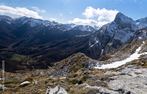 snowy peaks in the mountains in winter in Picos de Europa National Park