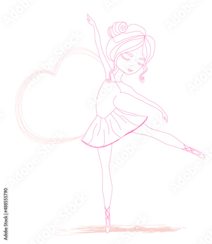 Beautiful ballerina  graphic doodle illustration