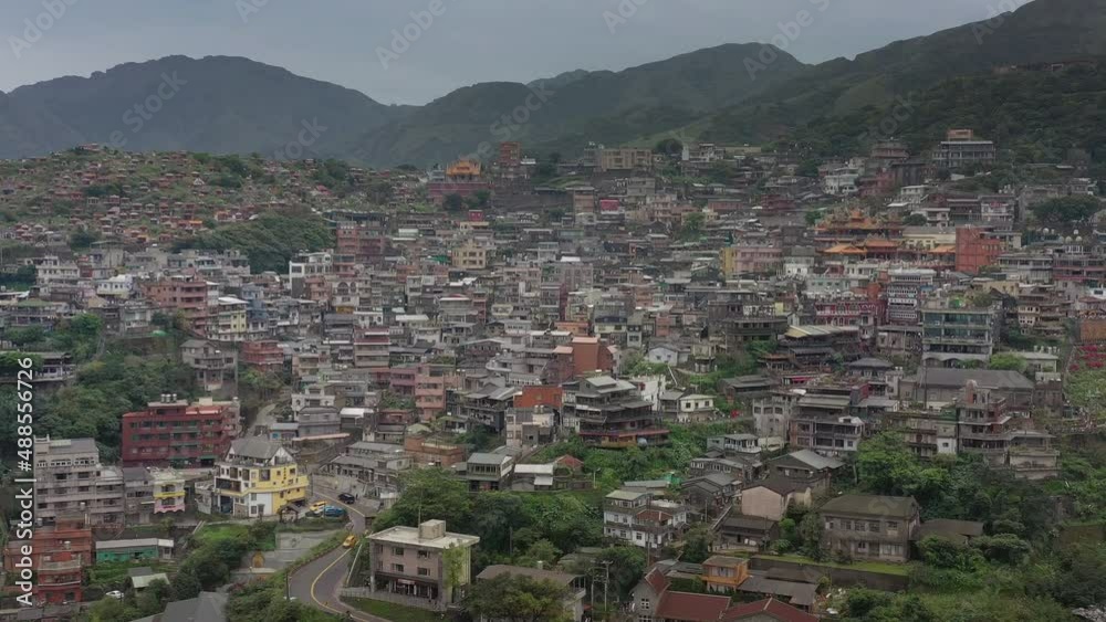 cloudy day new taipei city mountain side aerial panorama 4k taiwan cloudy day new taipei city mountain side aerial panorama 4k taiwan