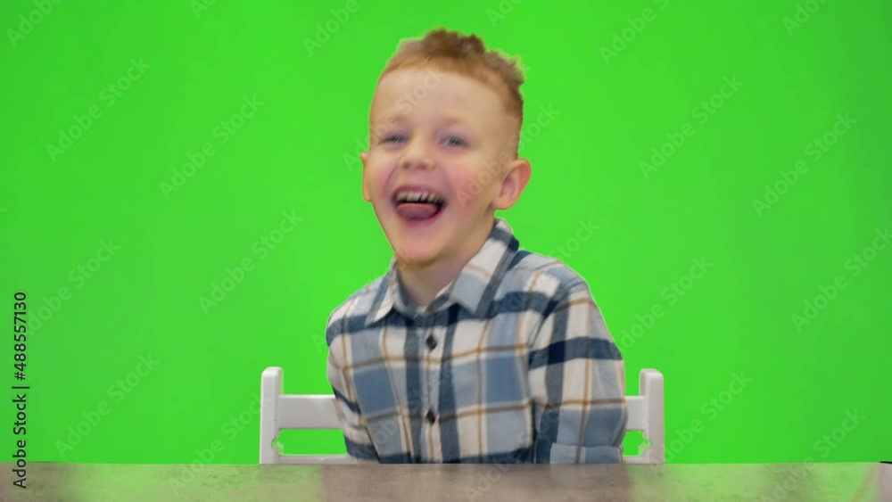 5 year old boy laughing and playing around, chromakey 5 year old boy laughing and playing around, chromakey